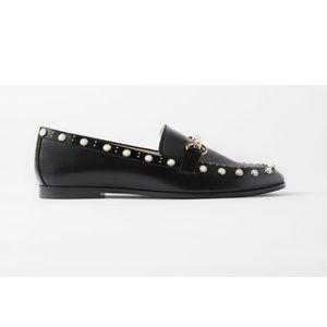 Zara: Micro Studded Pearl Loafers